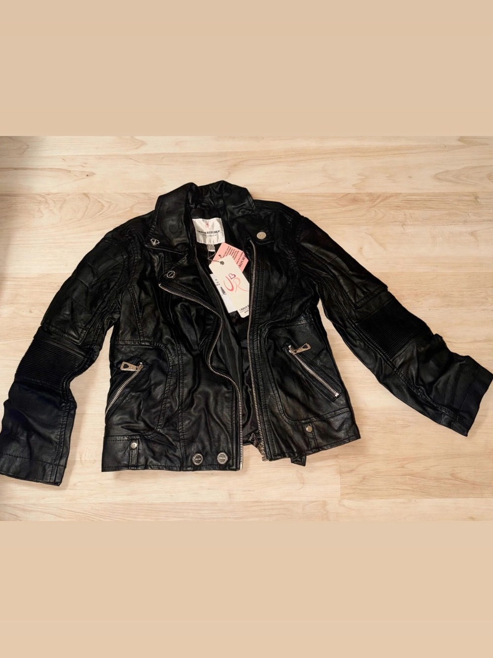 Urban Republic Faux Leather Black Moto Jacket - Girls Stylish Biker Coat